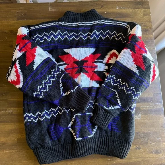 Vintage Y2K Southwest Print Chunky Knit Cardigan - Picture 6 of 12